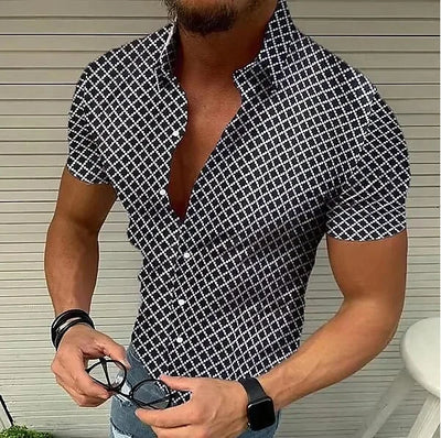 Camisa de lujo con estampado de rombos