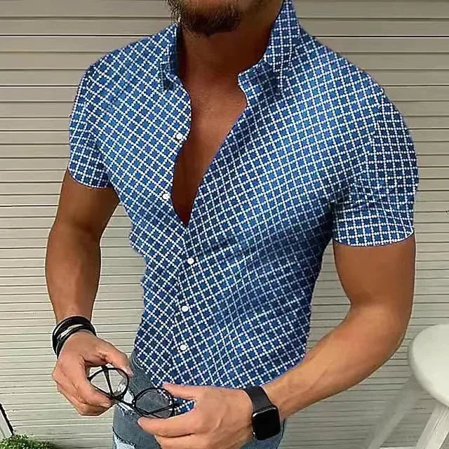 Camisa de lujo con estampado de rombos