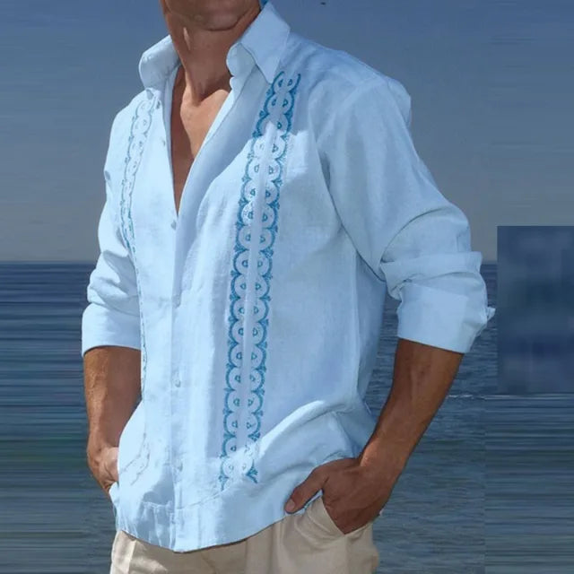 Camisa de lino con estampado playero