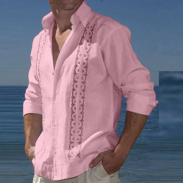 Camisa de lino con estampado playero