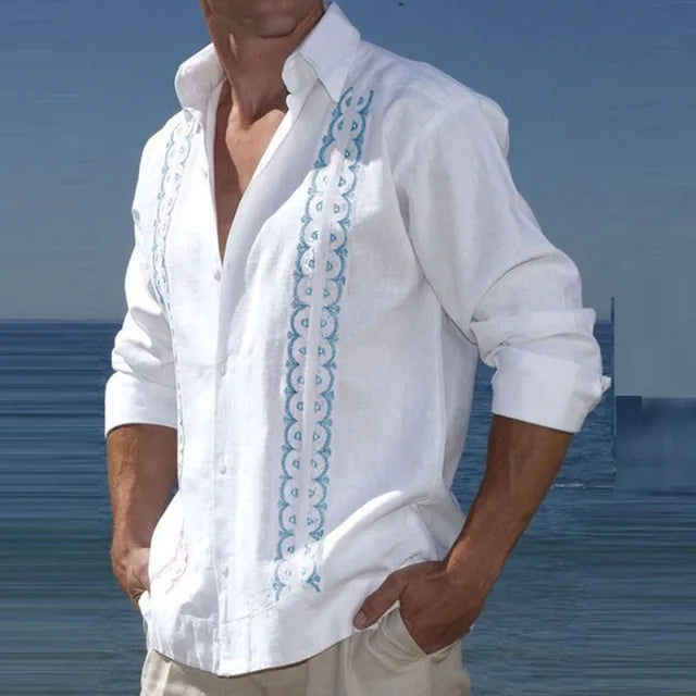 Camisa de lino con estampado playero