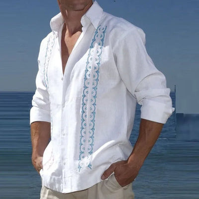 Camisa de lino con estampado playero