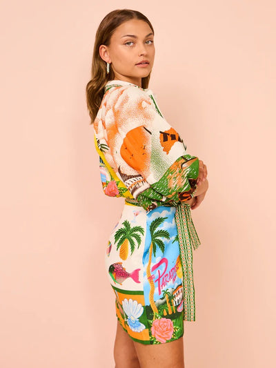 Vestido Lorens™ Corto de Estampado Tropical