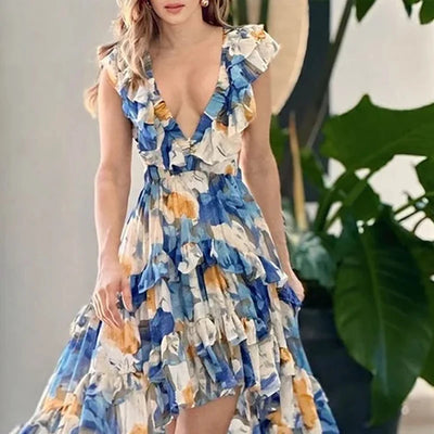 Ziya ™ vestido flores volantes