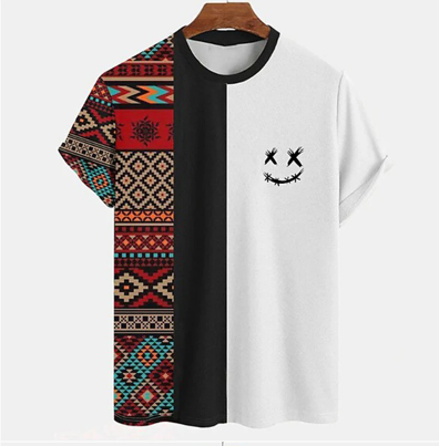 Camiseta con diseño azteca en contraste