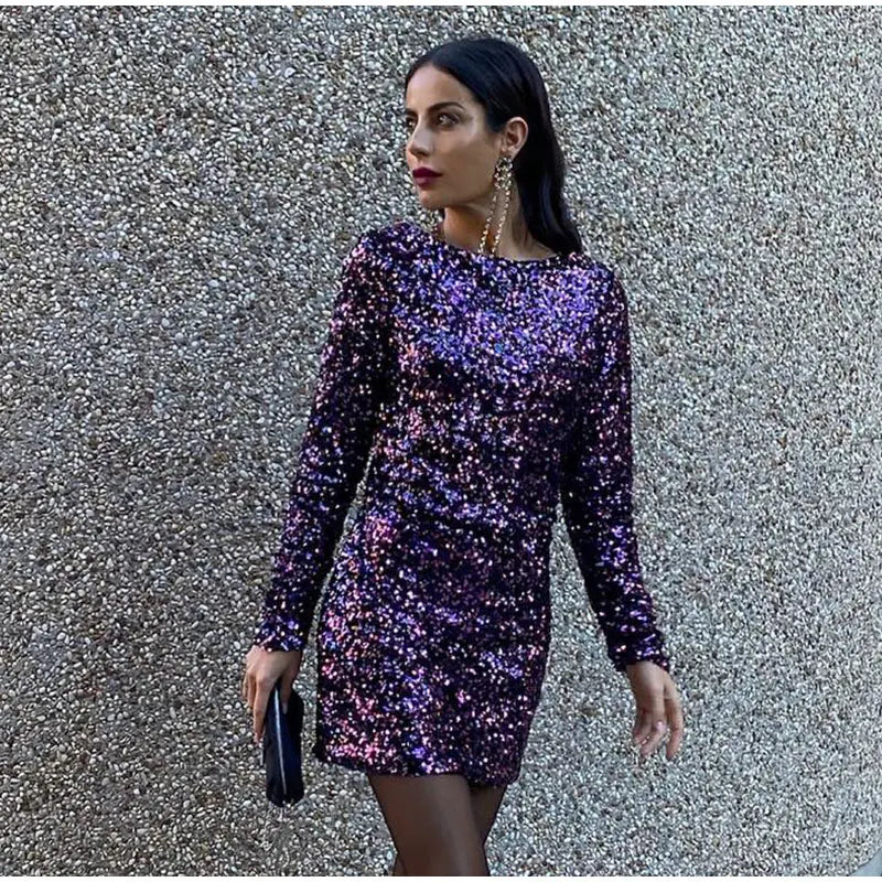 Shops vestido morado brillante