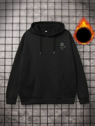 Sudadera con capucha y rosa sencilla