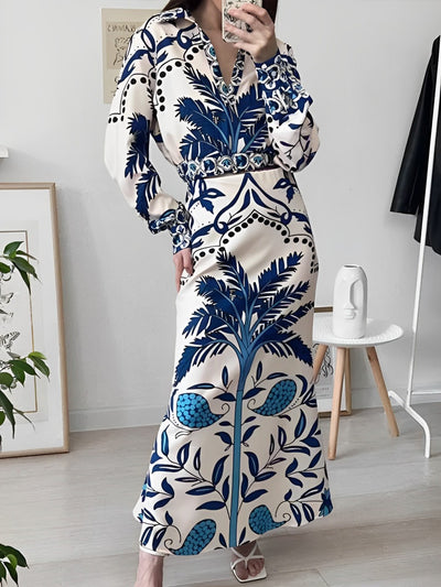 Conjunto Diana™ Elegante de Estampado Floral Azul