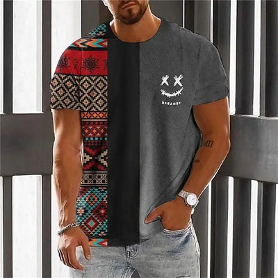 Camiseta con diseño azteca en contraste