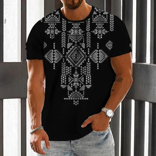 Camiseta con diseño azteca en contraste