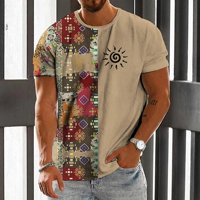 Camiseta con diseño azteca en contraste