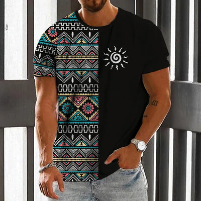 Camiseta con diseño azteca en contraste