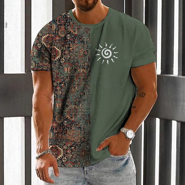 Camiseta con diseño azteca en contraste