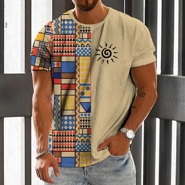 Camiseta con diseño azteca en contraste