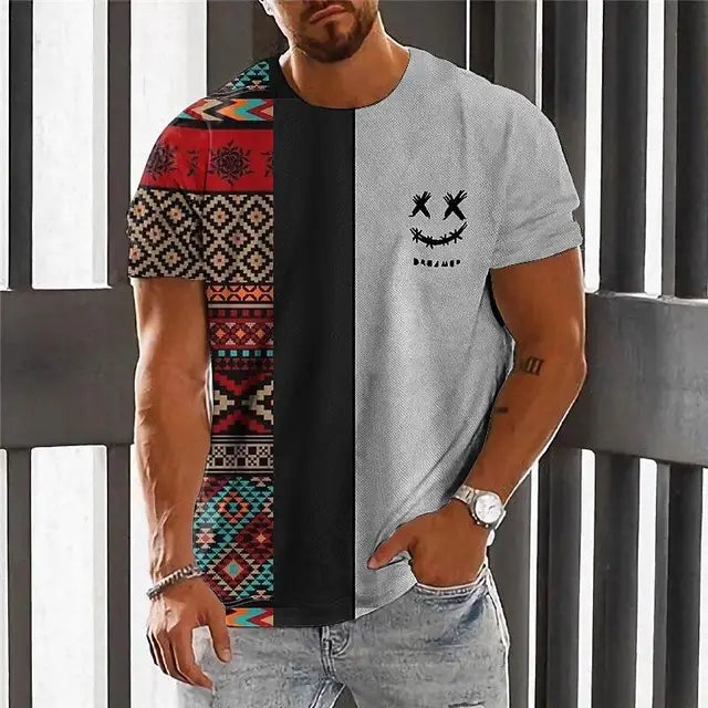 Camiseta con diseño azteca en contraste