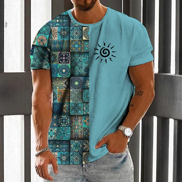 Camiseta con diseño azteca en contraste