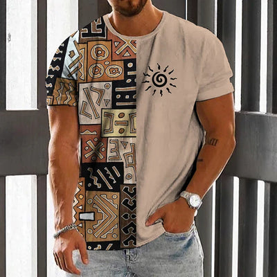 Camiseta con diseño azteca en contraste